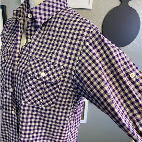 Billy Reid Purple and White Gingham Button Down Shirt S - Picture 5 of 11